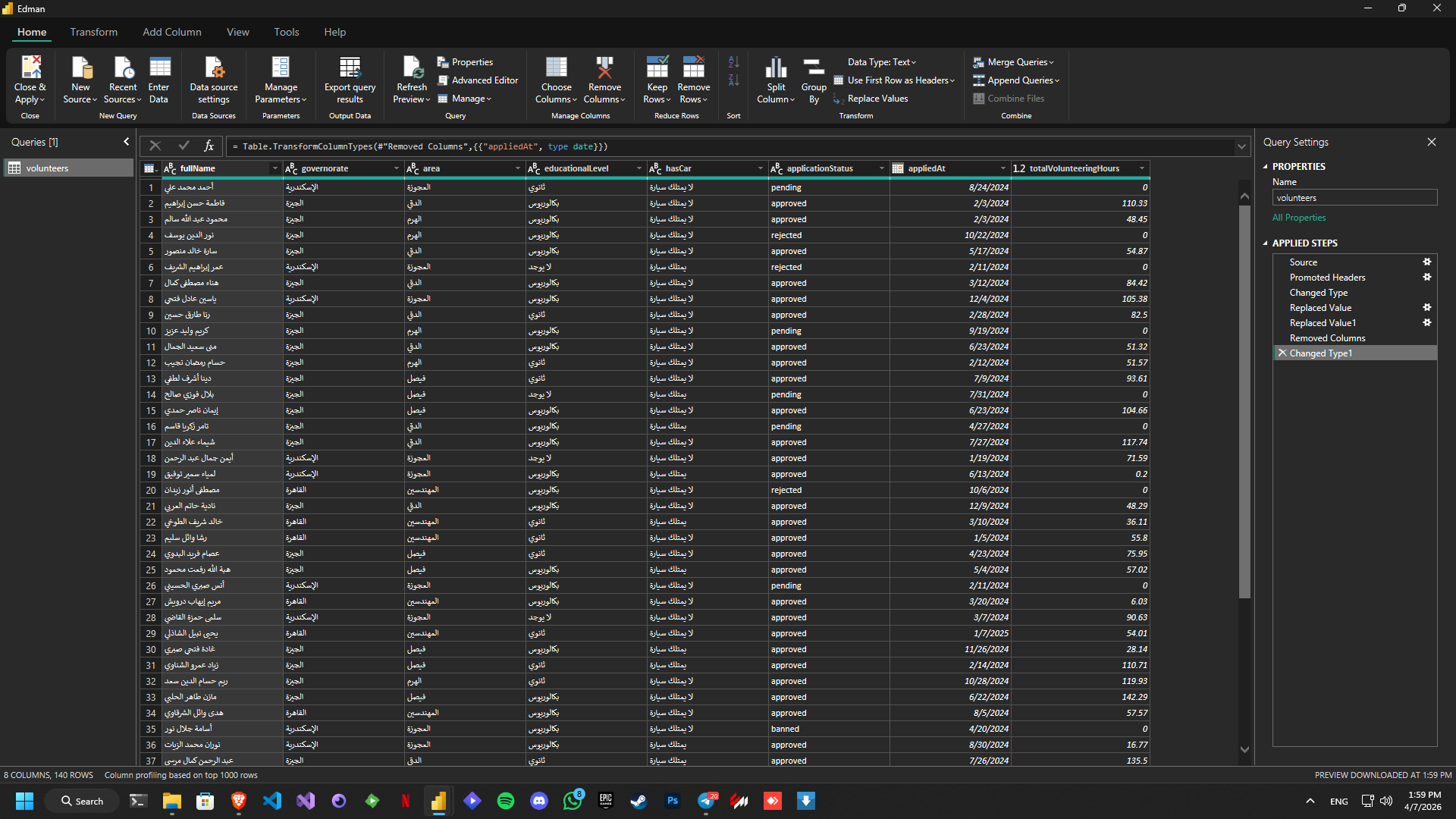 Power Query - Final Dataset